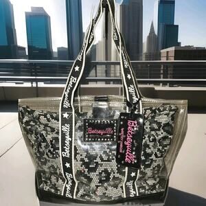 Betseyville Clear Tote Betsey Johnson City Bag Purse Detachable Lining 16x9x5
